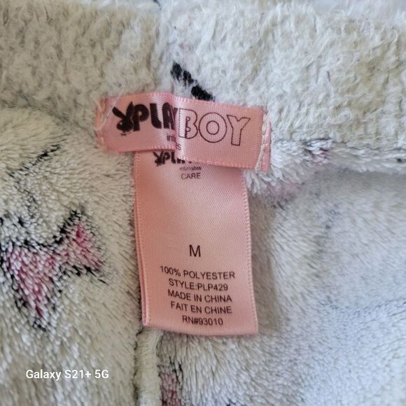 Y2K playboy Bunny white allover print sweat pants womens size medium - Picture 7 of 8